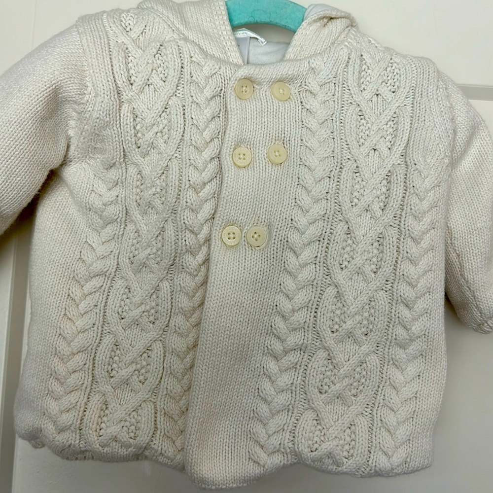 JANIE AND JACK IVORY CABLE-KNIT SWEATER